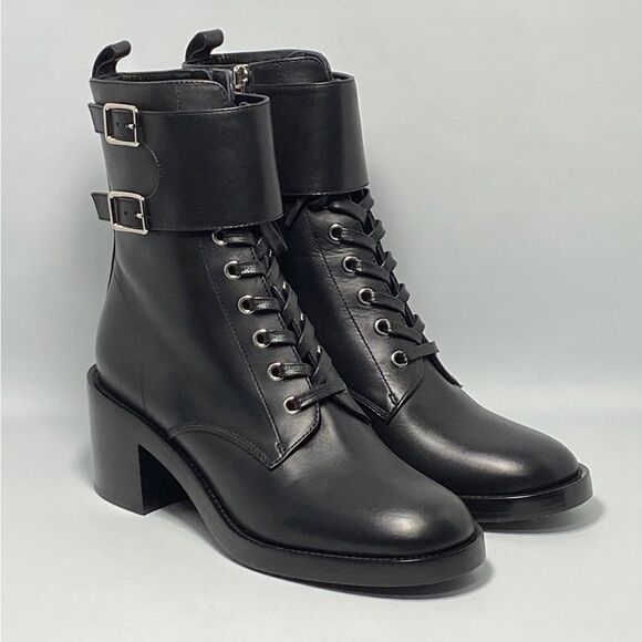 GIANVITO ROSSI Lagarde Calf Leather Side-Zip Combat Booties size 38 - Picture 4 of 12